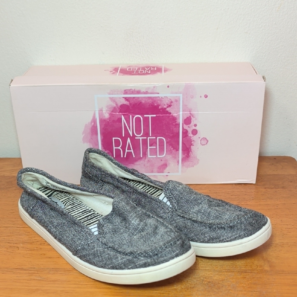 Not Rated Mackerel Slip-On Sneakers Charcoal Gray Coastal Grandma Women's Size 8